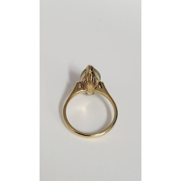 Vintage 14k Yellow Gold Natural Jade Ring Size 5.25 - Picture 5 of 7